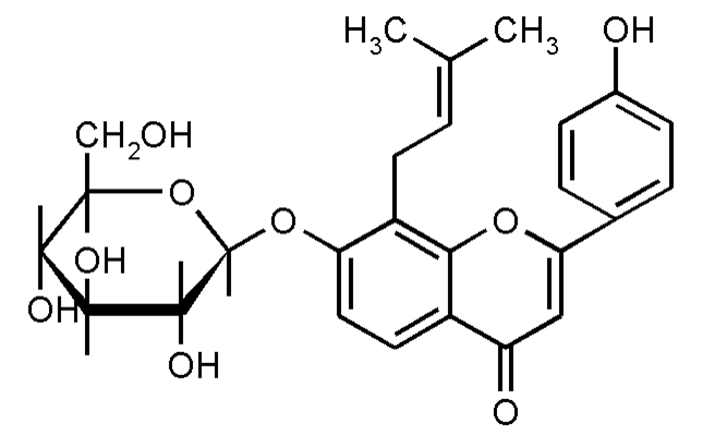 Структурная формула Глюкопиранозидметилбутенилтригидроксифлаванол