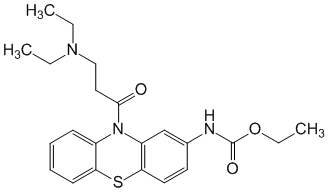 Структурная формула Диэтиламинопропионилэтоксикарбониламинофенотиазин