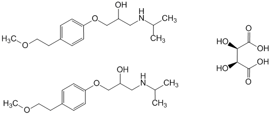 Структурная формула Метопролола тартрат