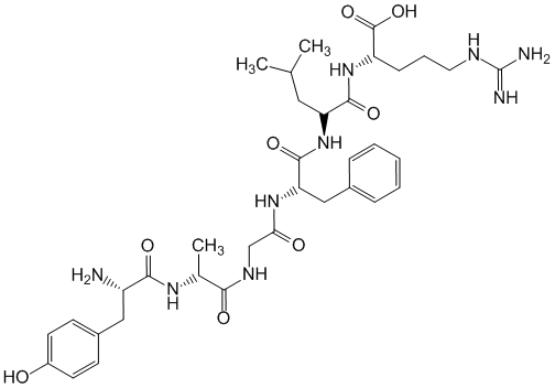Структурная формула Тирозил-D-аланил-глицил-фенилаланил-лейцил-аргинина диацетат