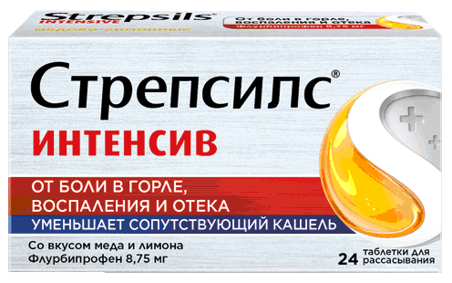 Стрепсилс® Интенсив: №24 - 8 шт. - бл.  (3)  - пач. картон.