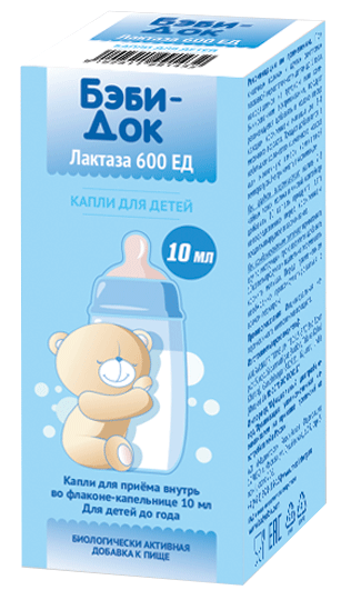 Бэби-Док лактаза 600 ЕД: фл.-кап. 10 мл - пач. картон.