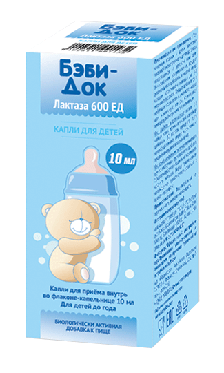 Бэби-Док лактаза 600 ЕД: фл.-кап. 10 мл - пач. картон.
