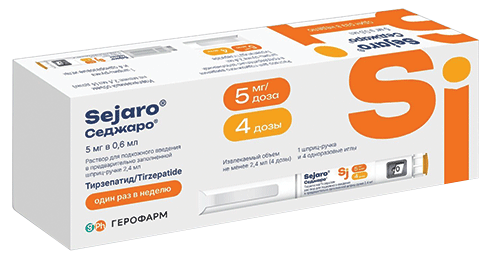 Седжаро®: шпр.-ручк. 2.4 мл - пач. картон.