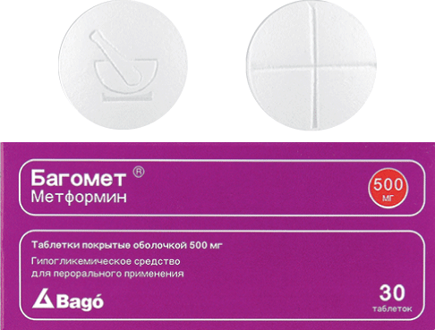 Багомет®: табл. п.п.о. 500 мг, №30 - 10 шт. - бл. (3)  - пач. картон. 