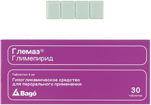 Глемаз®: табл. 4 мг, №30 - 10 шт. - бл. (3)  - пач. картон. 