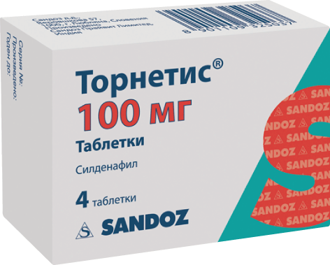Торнетис®: табл. 100 мг, №4 - 4 шт. - бл. - пач. картон. 