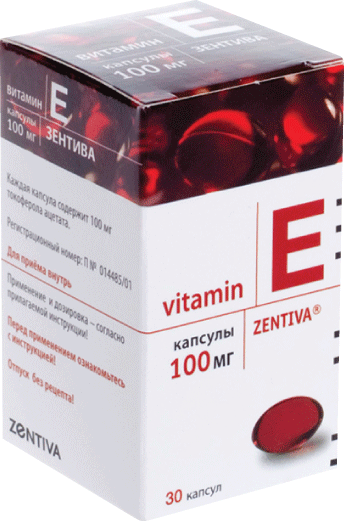 Витамин E Зентива: капс.№30 - 30 шт. - фл. темн. стекл. - пач. картон. 
