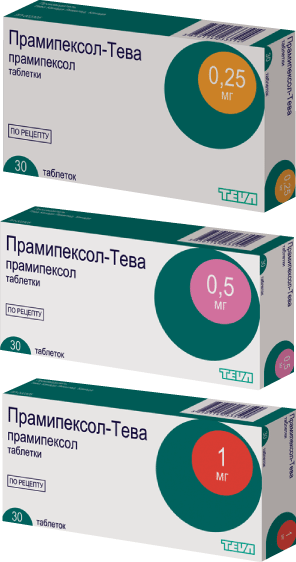 Прамипексол-Тева: табл. 0.25 мг, №30 - 10 шт. - бл. (3)  - пач. картон. 