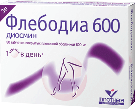 Флебодиа 600: табл. п.п.о. 600 мг, №30 - 15 шт. - уп. контурн. яч.  (2)  - пач. картон. 