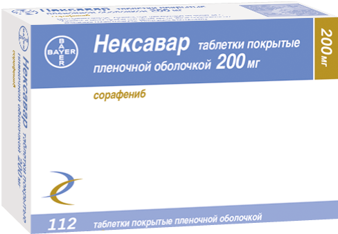 Нексавар: табл. п.п.о. 200 мг, №112 - 28 шт. - бл. (4)  - пач. картон. 