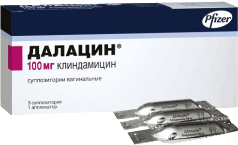 Далацин®: супп. ваг. 100 мг, №3 - 3 шт. - стрип - пач. картон. 