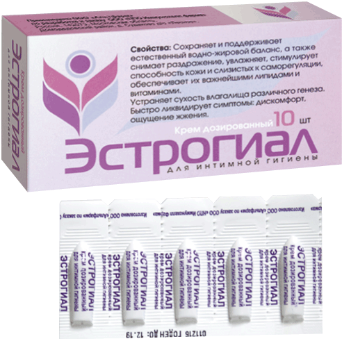 Эстрогиал Крем для интимной гигиены дозированный: №10 - уп. 1,2 г (10)  - пач. картон.
