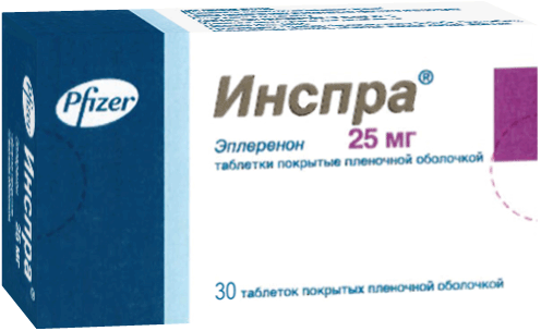 Инспра®: табл. п.п.о. 25 мг, №30 - 10 шт. - бл. (3)  - пач. картон. 