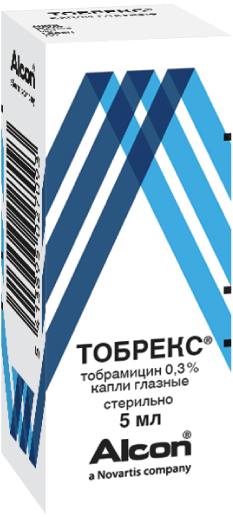 Тобрекс®: капли глазн. 0.3%, фл.-кап. пластик. Drop Tainer 5 мл - пач. картон. 