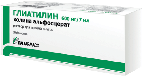 Глиатилин: р-р для приема внутрь 600 мг/7 мл, №10 - фл. 7 мл (10)  - пач. картон. 
