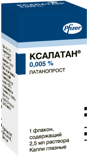 Ксалатан®: капли глазн. 0.005%, фл. 2.5 мл - пач. картон. 