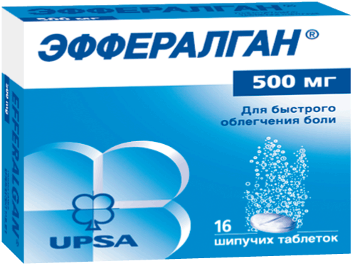 Эффералган®: табл. шип. 500 мг, №16 - 4 шт. - стрип  (4)  - пач. картон. 