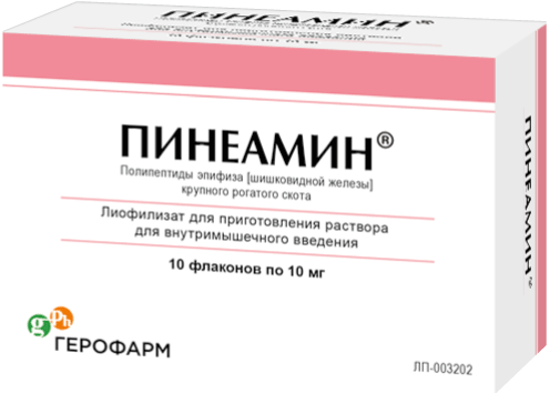 ПИНЕАМИН®: №10 - фл. 5 мл 30 мг (5)  - уп. контурн. яч. (2) - пач. картон.