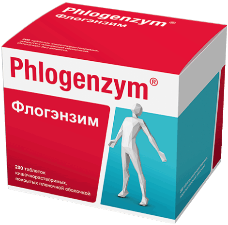Флогэнзим: табл. кишечнораствор. п.п.о. , №200 - 20 шт. - бл. (10)  - пач. картон. 