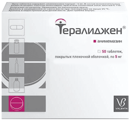 Тералиджен®: табл. п.п.о. 5 мг, №50 - 10 шт. - уп. контурн. яч. (5)  - пач. картон. 