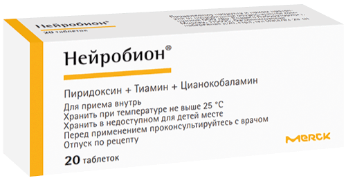 Нейробион®: табл. п.о. 200 мг+100 мг+0.2 мг, №20 - 10 шт. - бл.  (2)  - пач. картон. 