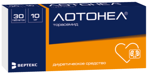 Лотонел®: табл. 10 мг, №30 - 10 шт. - уп. контурн. яч. (фольга алюм./ПВХ) (3)  - пач. картон. 