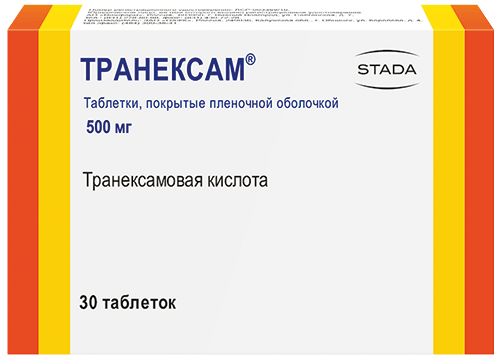 Транексам®: табл. п.п.о. 500 мг, №30 - 10 шт. - уп. контурн. яч. (3)  - пач. картон. 