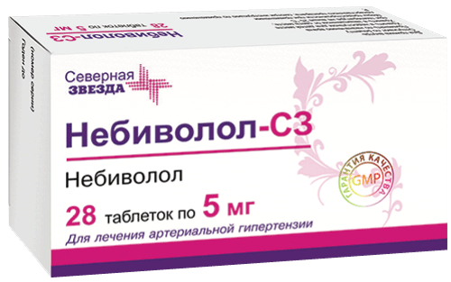 Небиволол-СЗ: табл. 5 мг, №28 - 14 шт. - уп. контурн. яч. (2)  - пач. картон. 