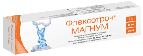 ФЛЕКСОТРОН® Магнум (FLEXOTRON® Magnum) Имплантат вязкоэластичный стерильный для внутрисуставных инъекций: шпр. 3 мл - уп. контурн. яч. - пач. картон.